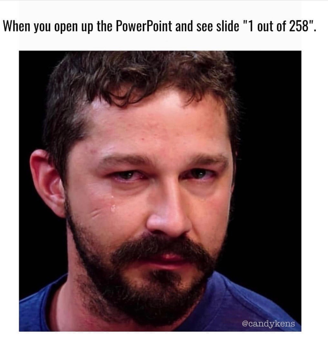 shia labeouf hot ones - When you open up the PowerPoint and see slide "1 out of 258".