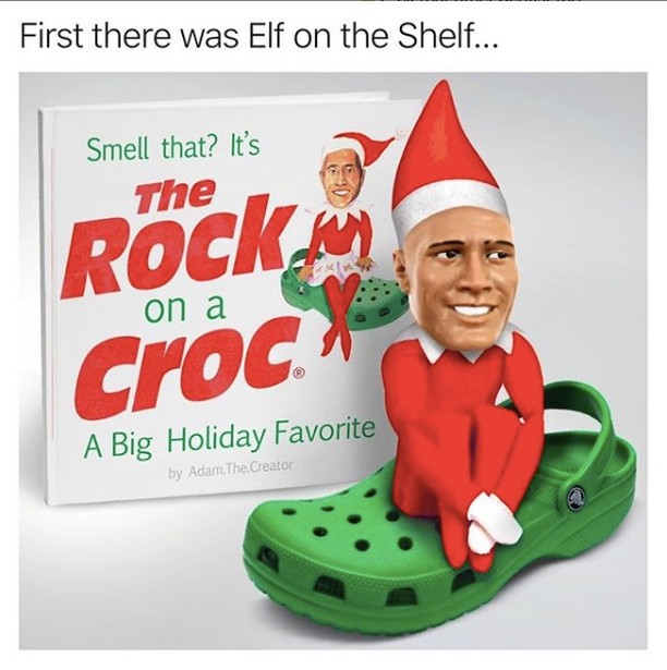 christmas ornament - First there was Elf on the Shelf... Smell that? It's The Rockm on a Croc A Big Holiday Favorite by Adam.The Creator