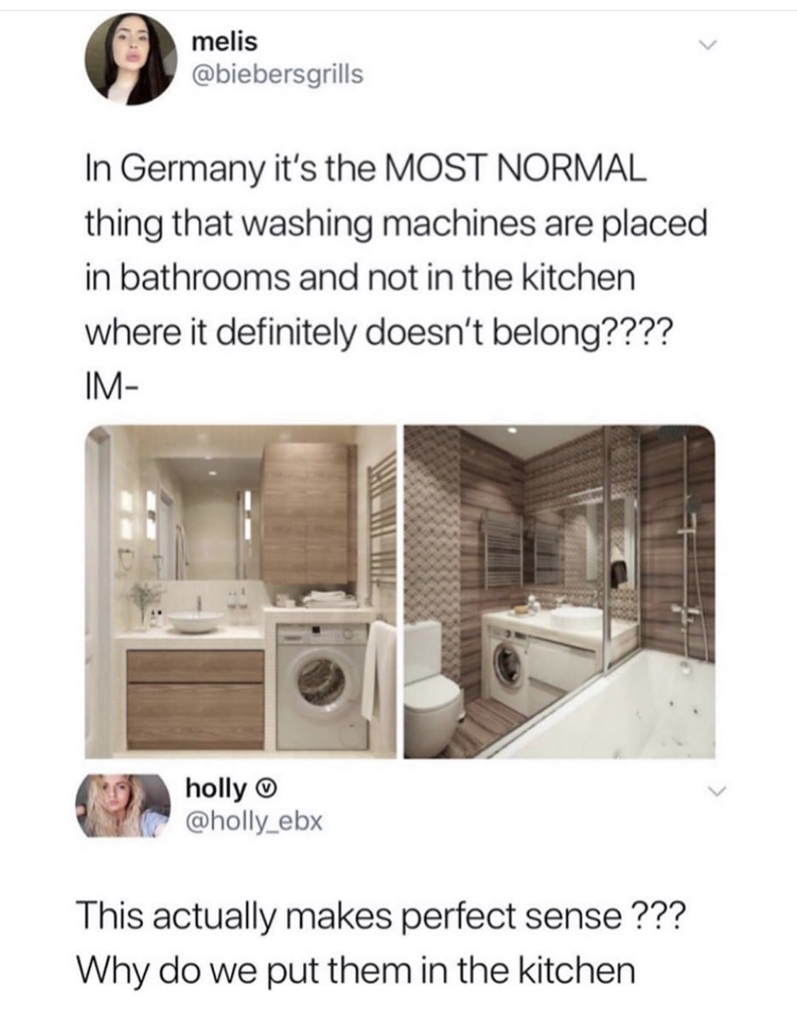 bathroom germany washing machine - melis In Germany it's the Most Normal thing that washing machines are placed in bathrooms and not in the kitchen where it definitely doesn't belong???? Im holly This actually makes perfect sense ??? Why do we put them in