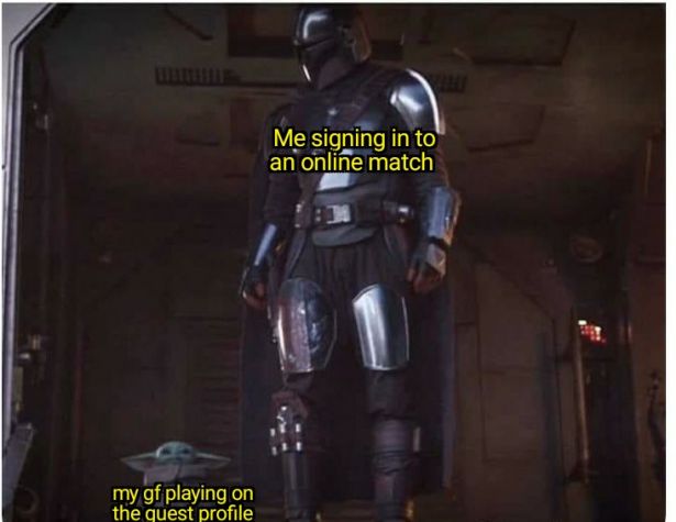 action figure - Me signing in to an online match my gf playing on the quest profile