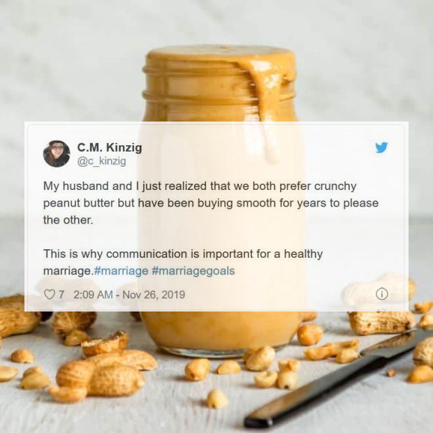 homemade peanut butter - C.M. Kinzig My husband and I just realized that we both prefer crunchy peanut butter but have been buying smooth for years to please the other. This is why communication is important for a healthy marriage. 7