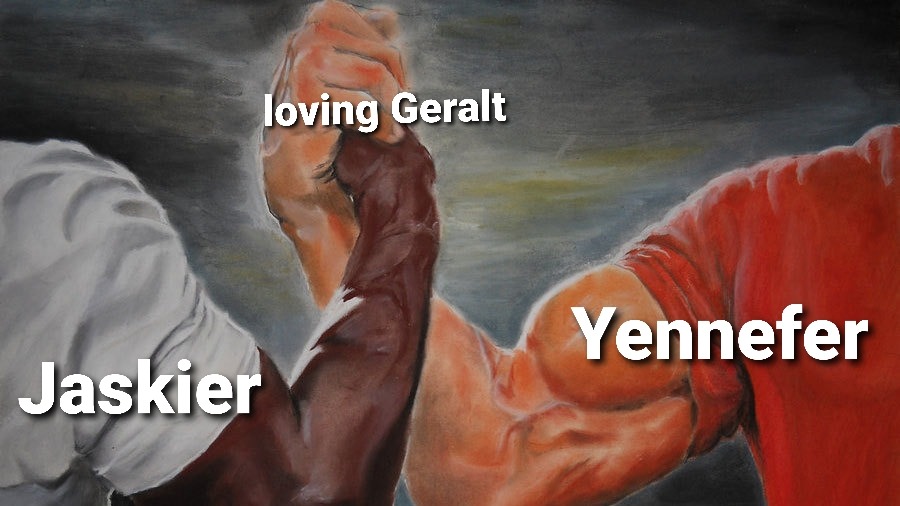laibach meme - loving Geralt Yennefer Jaskier