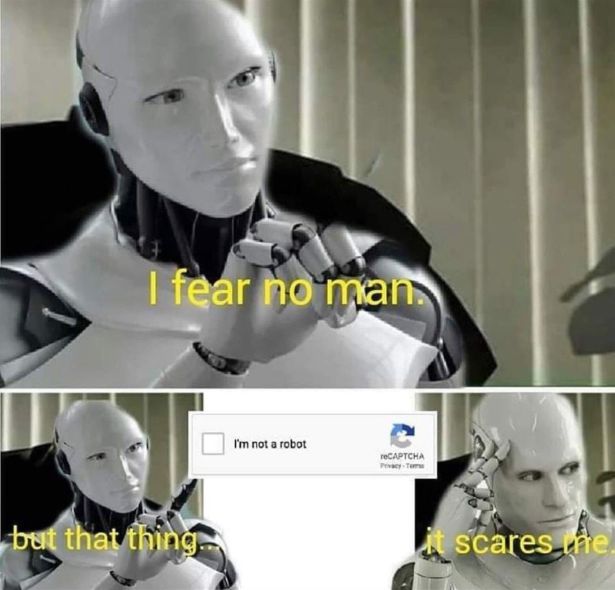 robot - I fear no man I'm not a robot Captcha but that thing at scares the