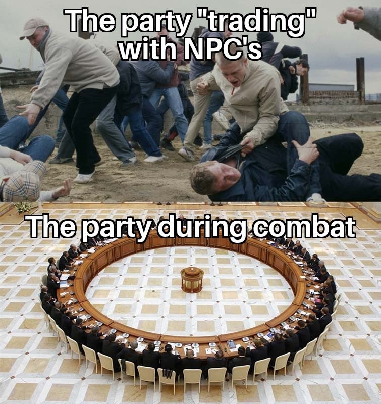 github vs stack overflow - The party "trading" with Npc's The party during.combat