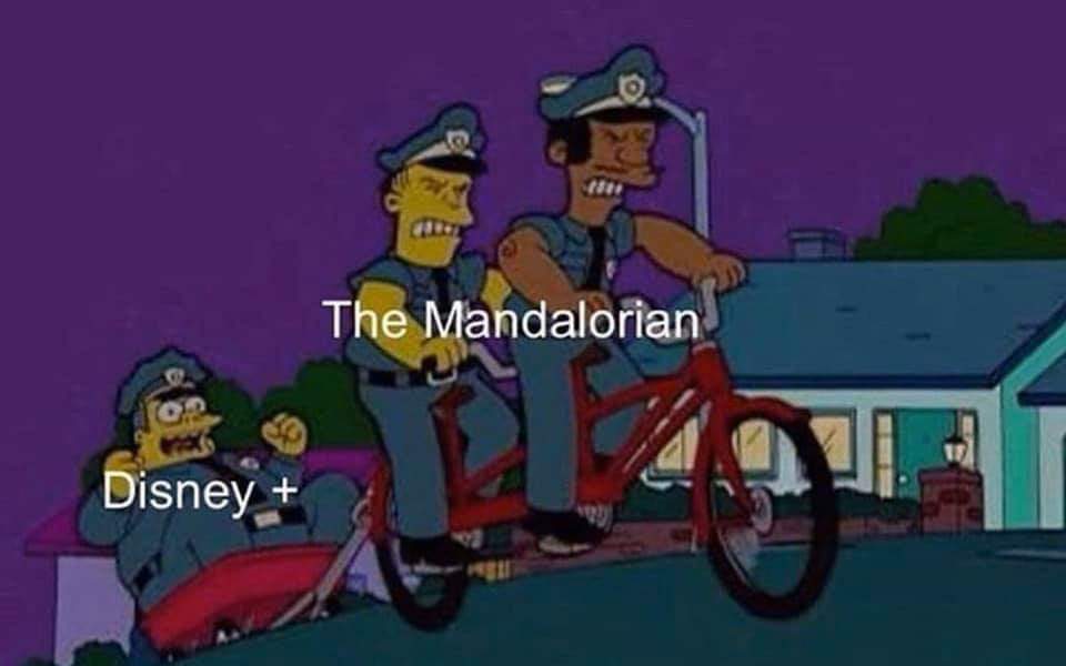 chief wiggum bike meme - The Mandalorian Disney