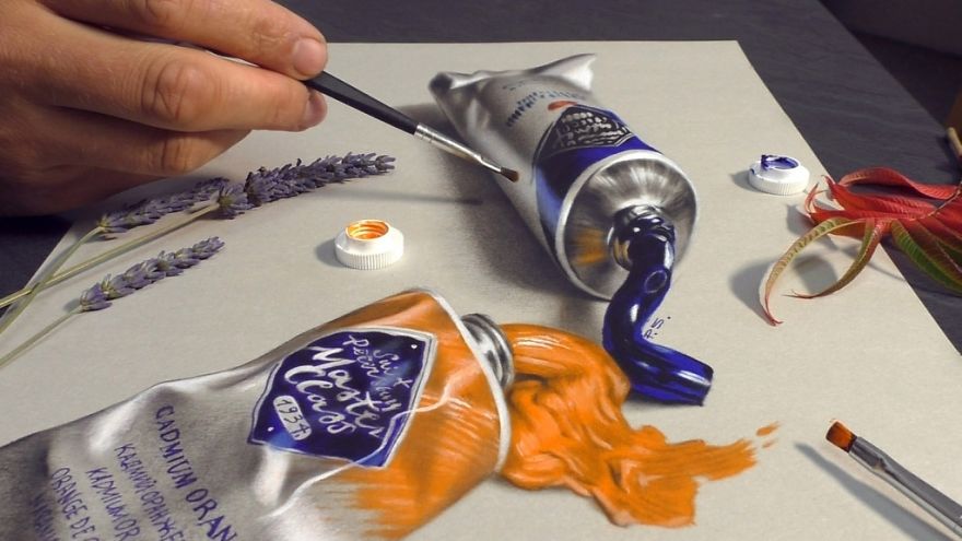 realistic tube paint drawing - Du Pewn by lante Can 0930 Cadmium Oran Kadmiumor Orange De