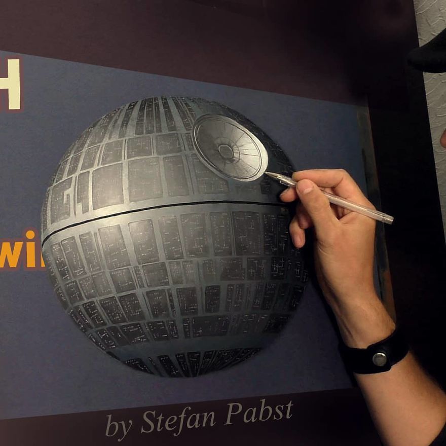 star wars death star drawing - by Stefan Pabst