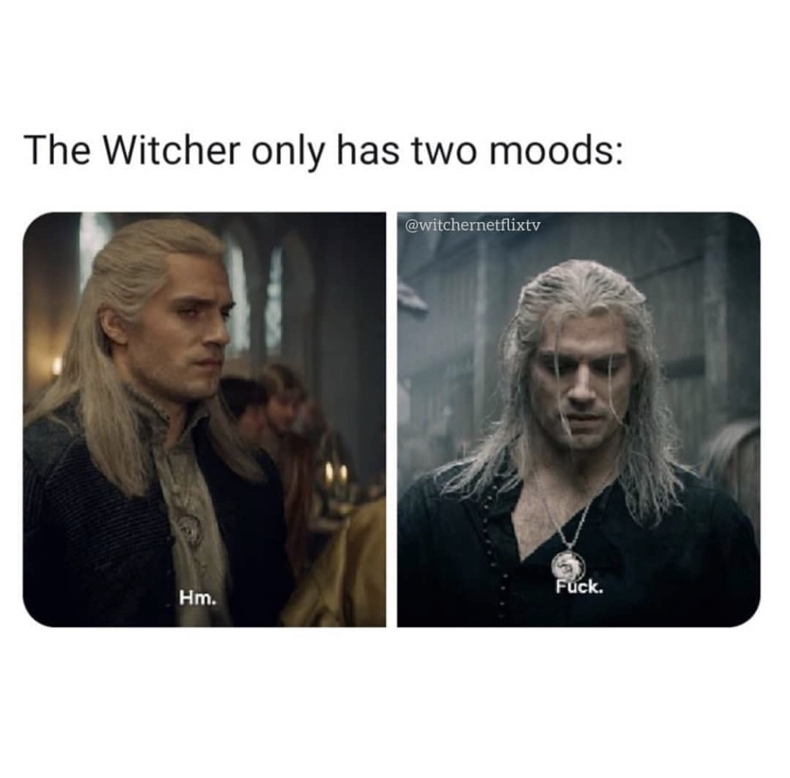 The Witcher - The Witcher only has two moods Fuck. Hm.