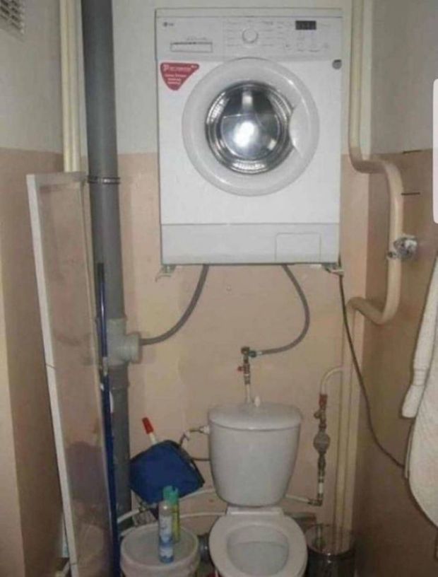 washing machine above toilet