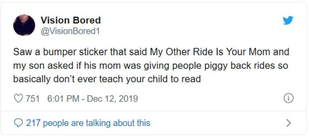 ilhan omar offensive tweets - Vision Bored 1 Saw a bumper sticker that said My Other Ride Is Your Mom and my son asked if his mom was giving people piggy back rides so basically don't ever teach your child to read 751