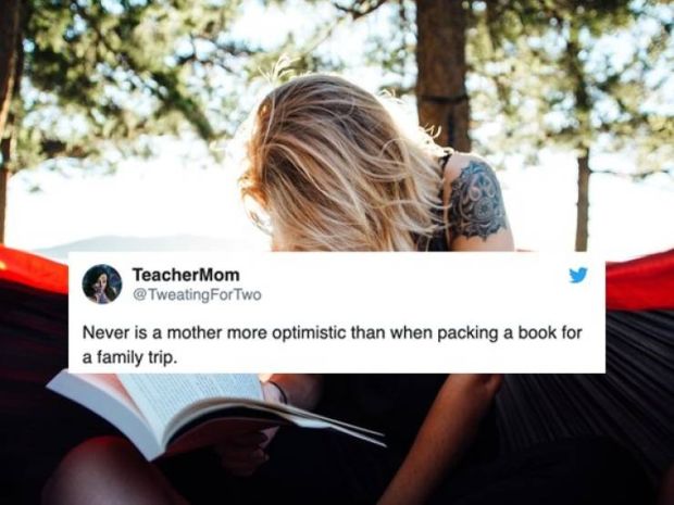 Book - Teacher Mom For Two Never is a mother more optimistic than when packing a book for a family trip.