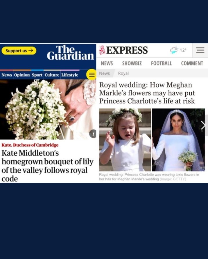 daily express - Support us The Guardian News Opinion Sport Culture Lifestyle Express 12 News Showbiz Football Comment News Royal Royal wedding How Meghan Markle's flowers may have put Princess Charlotte's life at risk Kate, Duchess of Cambridge Kate Middl