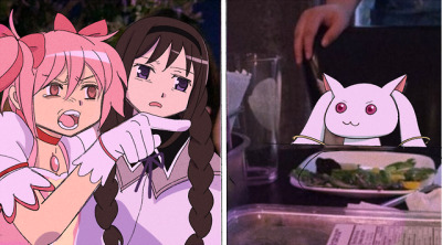 woman yelling at cat madoka