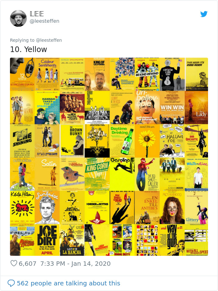 yellow movie posters - Lee 10. Yellow Couleur Sentiments King.Or This Scar 5 easy Rider Optilish Be Kind Rewind 500 Le Discours D'Un Rou Hannah Takes The Stairs believ Win Win The informant! Brown Bunny Daytime Drinking Hallan Foe Ochotte Shining " Order 