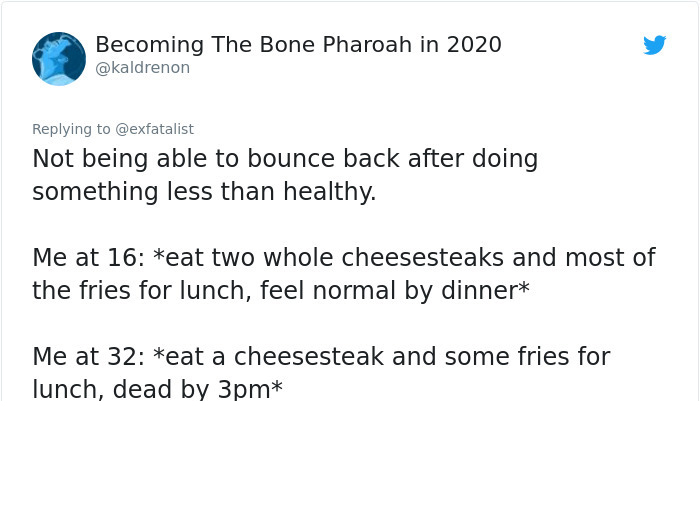 Syllable - Becoming The Bone Pharoah in 2020 Not being able to bounce back after doing something less than healthy. Me at 16 eat two whole cheesesteaks and most of the fries for lunch, feel normal by dinner Me at 32 eat a cheesesteak and some fries for lu