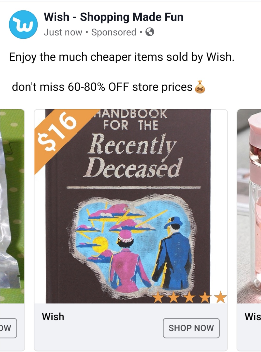 beetlejuice handbook - Wish Shopping Made Fun Just now Sponsored Enjoy the much cheaper items sold by Wish. don't miss 6080% Off store prices $ Handbook For The S16 Recently Deceased Wish Wis Dw Shop Now