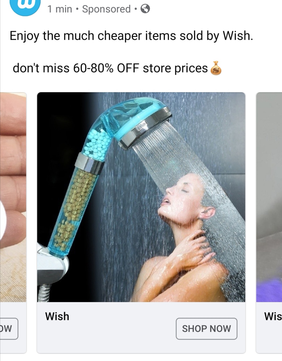 Shower - 1 min Sponsored Enjoy the much cheaper items sold by Wish. don't miss 6080% Off store prices $ Wish Wis Dw Shop Now