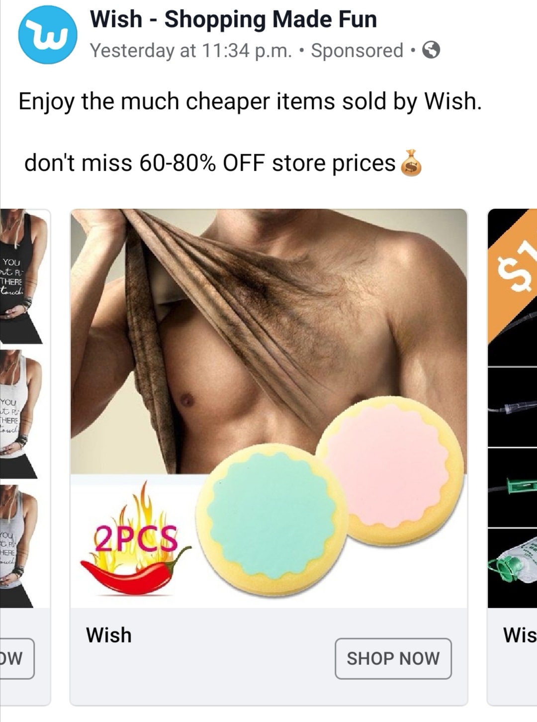 neck - Wish Shopping Made Fun Yesterday at p.m. Sponsored Enjoy the much cheaper items sold by Wish. don't miss 6080% Off store prices & You nt Po There touchi You Itu There touch rou Pg Here Buch Pc Wish Wis Dw Shop Now