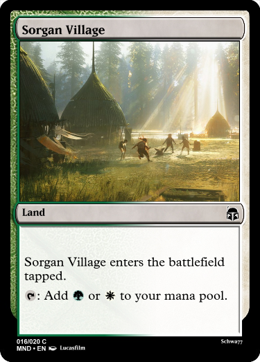 mandalorian concept art - Sorgan Village Land Sorgan Village enters the battlefield tapped. e Add or to your mana pool. Schwarz 016020C Mnd. En Lucasfilm