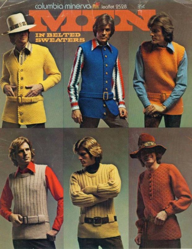 men in belted sweaters