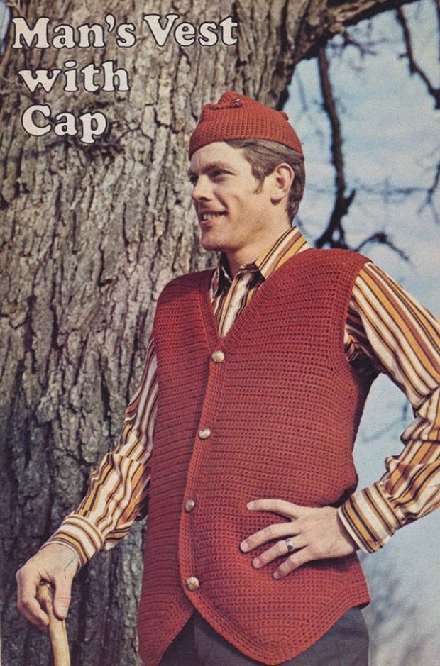 70's bizarre - Man's Vest. with Cap.