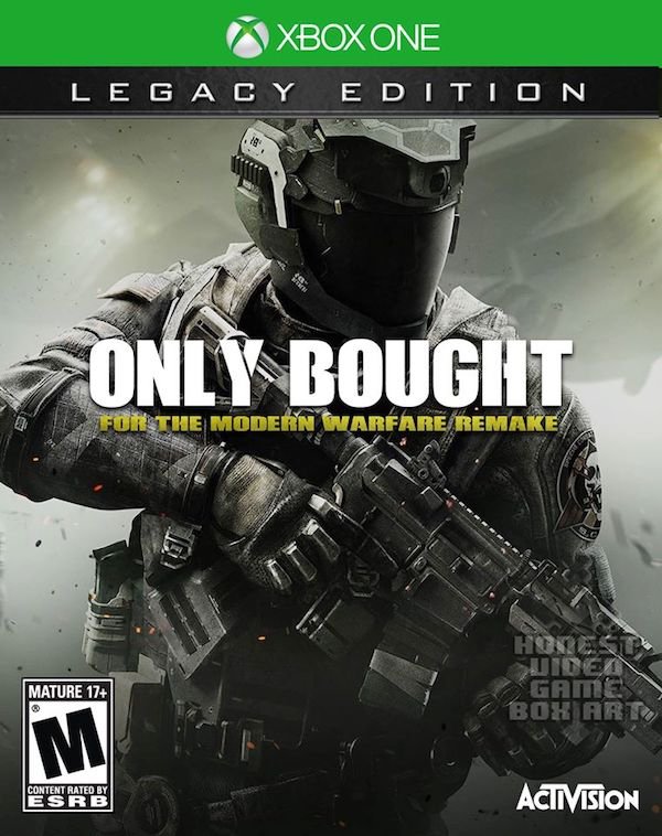 honest video game covers - call of duty 4 modern warfare png - Xbox One Legacy Edition Only Bought Forsthe Modern Livarfare Remake Honest Uiden Gamen Boh Art Mature 17 Content Rated By Esrb Activision
