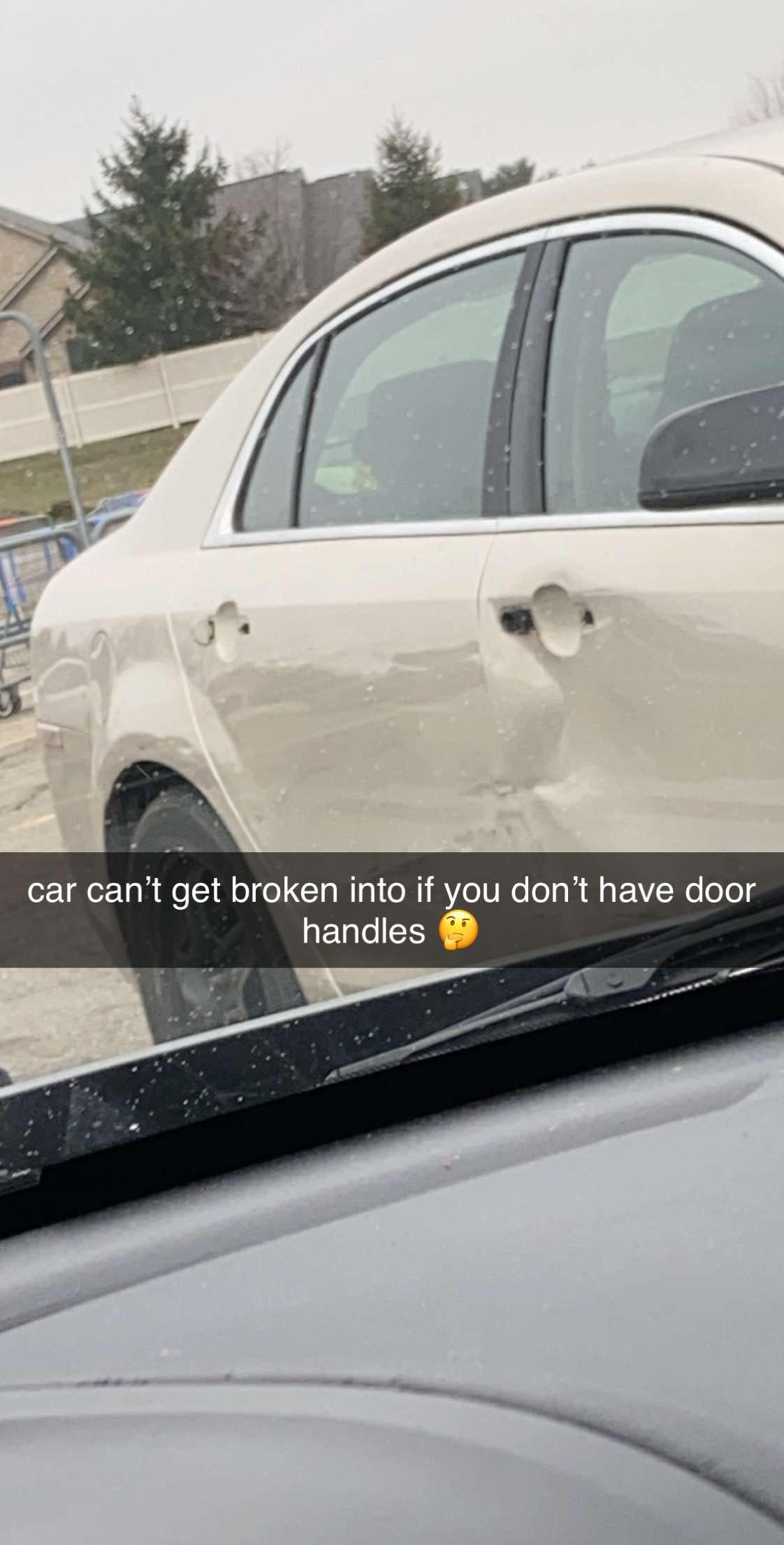 vehicle door - car can't get broken into if you don't have door handles 9