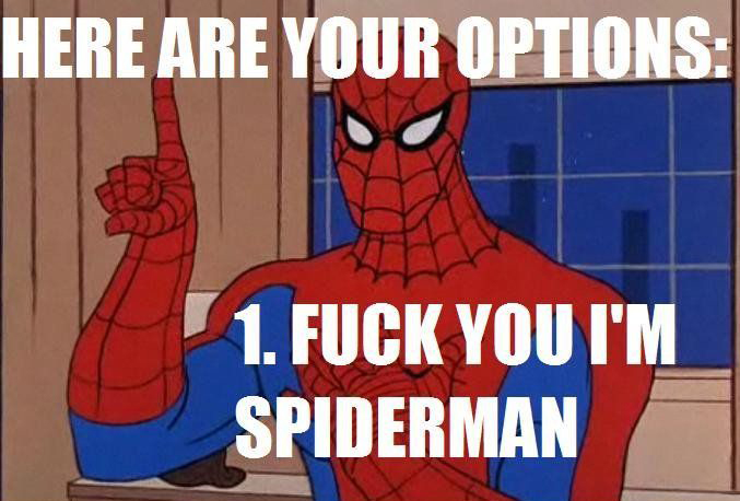 spider man 60 memes - Here Are Your Options 1. Fuck You I'M Spiderman
