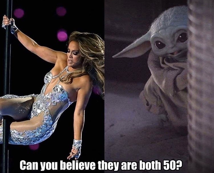 baby yoda peaking - Can you believe they are both 50?