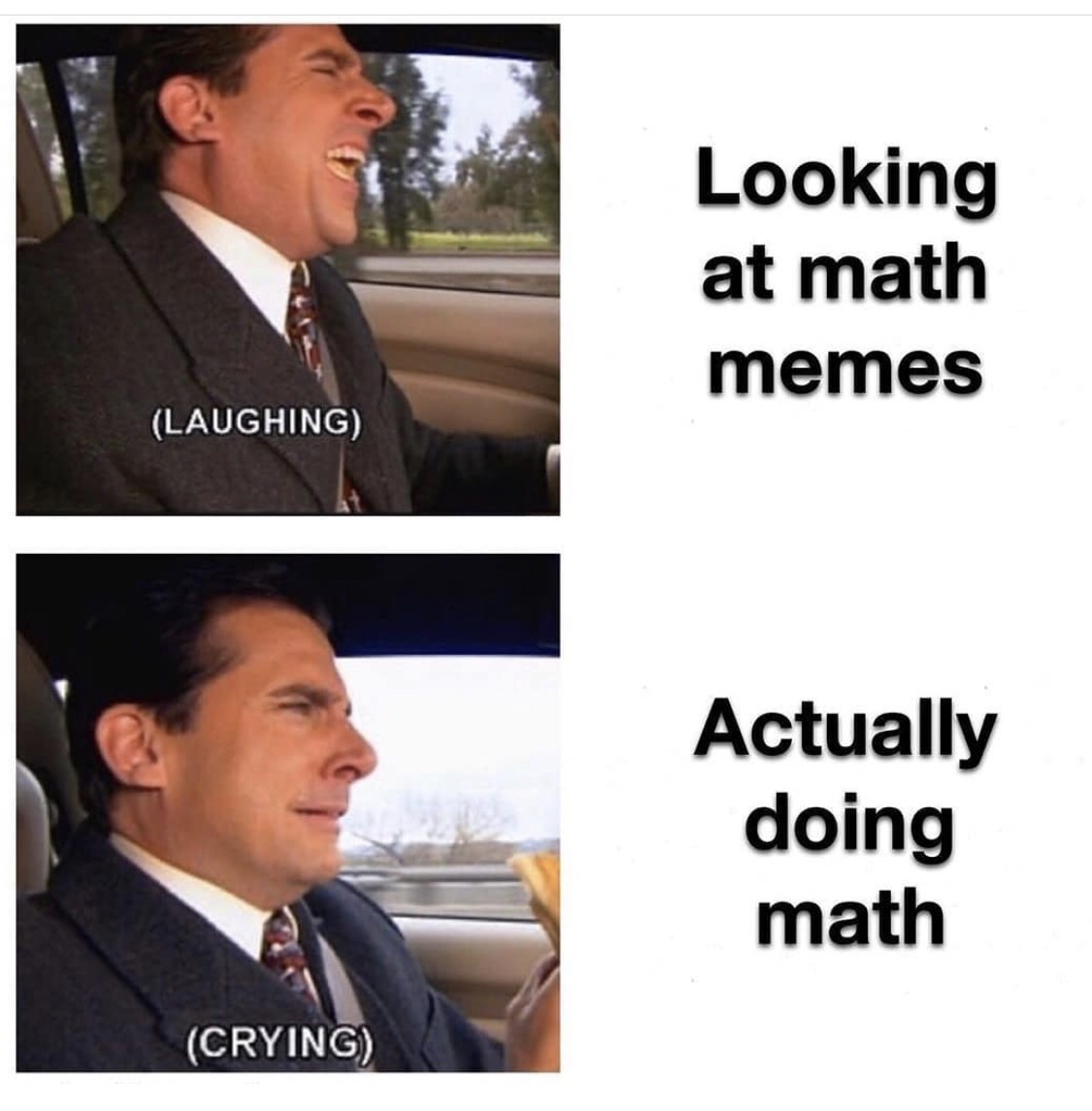 meme laughing crying - Looking at math memes Laughing Actually doing math Crying