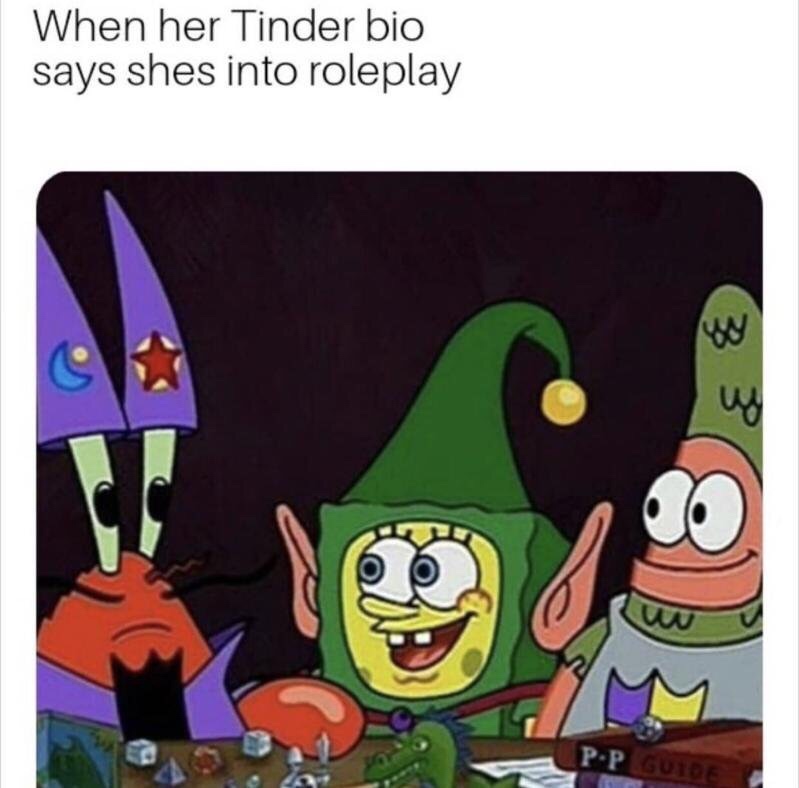 roleplay memes - When her Tinder bio says shes into roleplay P P Ut