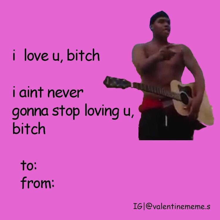 valentines day meme cards - i love u, bitch i aint never gonna stop loving u, bitch to from Ig .s