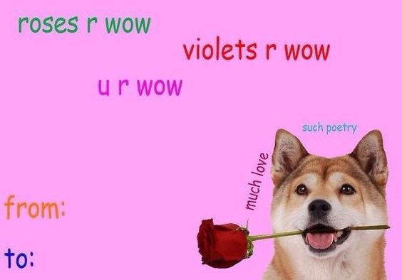 doge valentine - roses r wow violets r Wow ur WoW such poetry much love from to