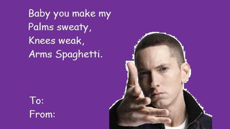 valentines day meme cards - Baby you make my Palms sweaty. Knees weak, Arms Spaghetti. To From