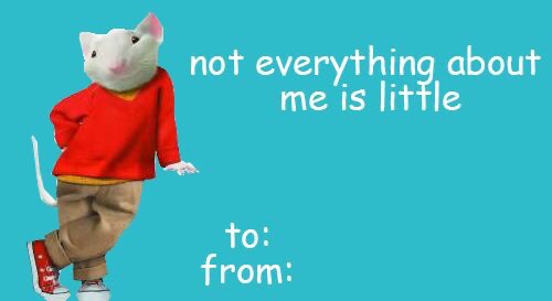 stuart little valentines card - not everything about me is little to from