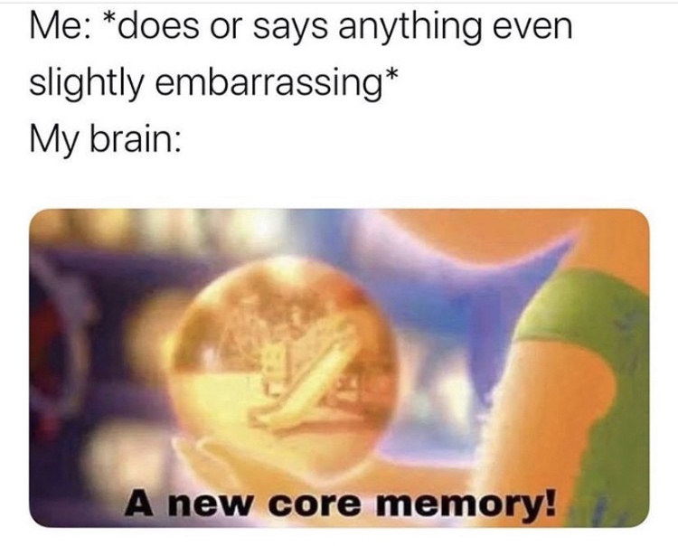 new core memory meme - Me does or says anything even slightly embarrassing My brain A new core memory!