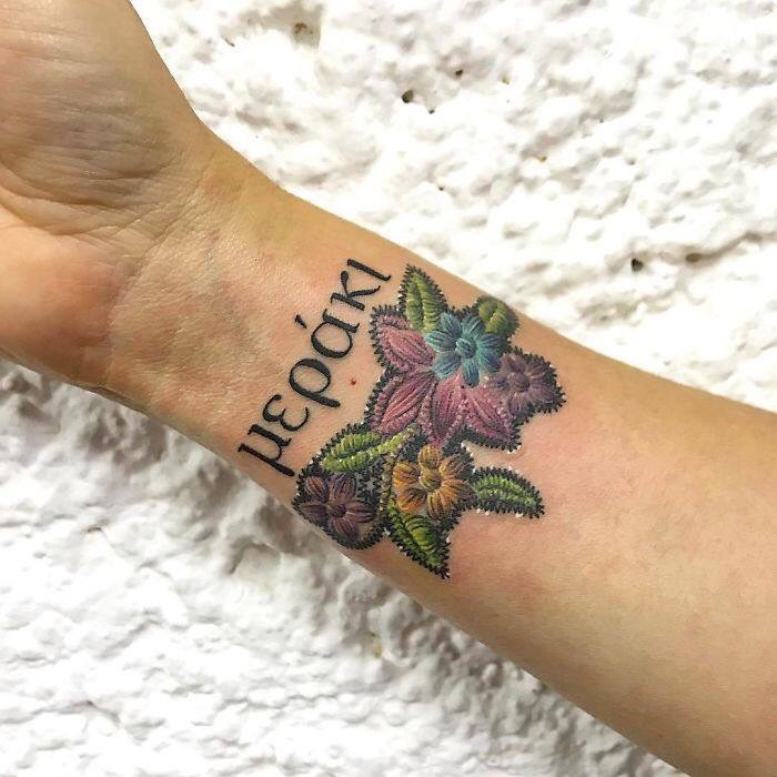 Embroidery Tattoos Turn Out To Be A Real Thing And They're Looking Cool