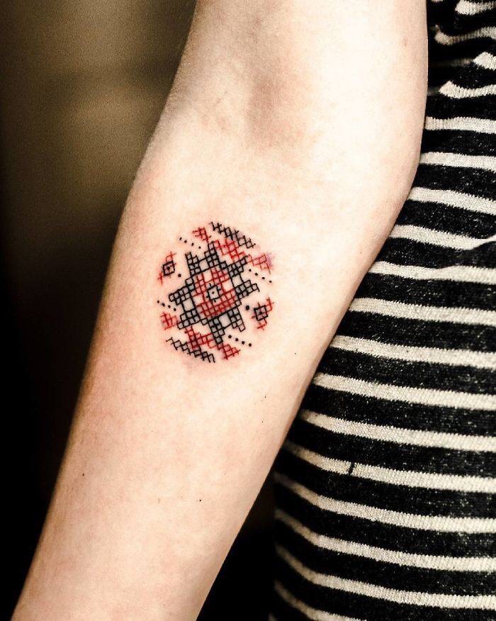 cross stitch embroidery tattoo