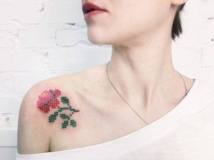 Embroidery Tattoos Turn Out To Be A Real Thing And They're Looking Cool