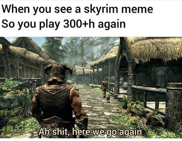 skyrim meme here we go again - When you see a skyrim meme So you play 300h again Ah shit, here we go again