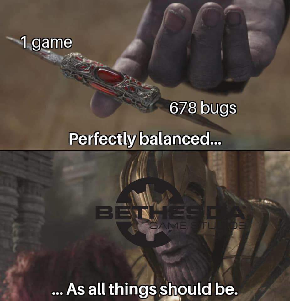 perfectly balanced - 1 game 678 bugs Perfectly balanced... Game Studs ... As all things should be.