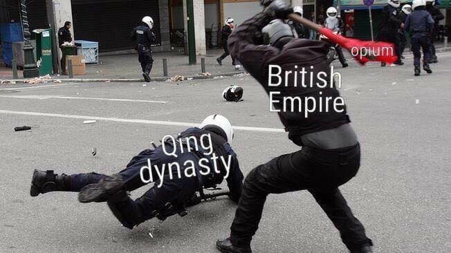 antifa beating cop - Vi opium British Empire dynasty