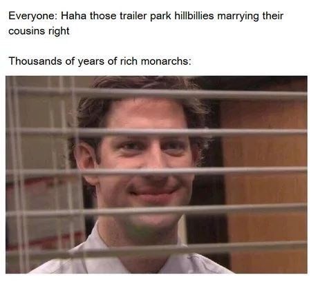 jim looking through blinds - Everyone Haha those trailer park hillbillies marrying their cousins right Thousands of years of rich monarchs