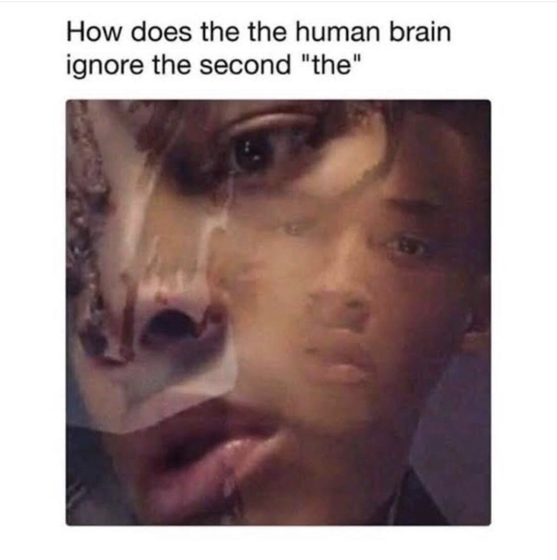 jaden smith meme - How does the the human brain ignore the second "the"
