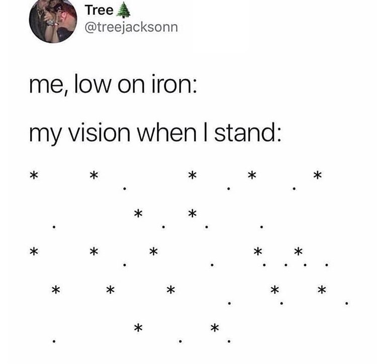 point - Tree me, low on iron my vision when I stand