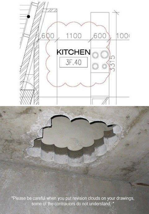 revision cloud construction - X 4.600 1100 600 11001 Kitchen 3F.40 3315 Please be careful when you put revision clouds on your drawings, some of the contractors do not understand.