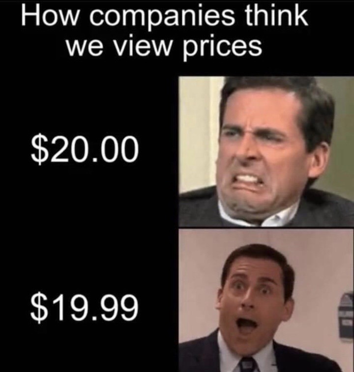 companies think we view prices - How companies think we view prices $20.00 $19.99