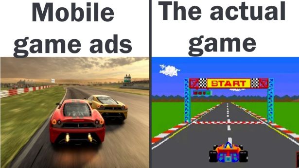 gaming memes - Mobile game ads The actual game Start