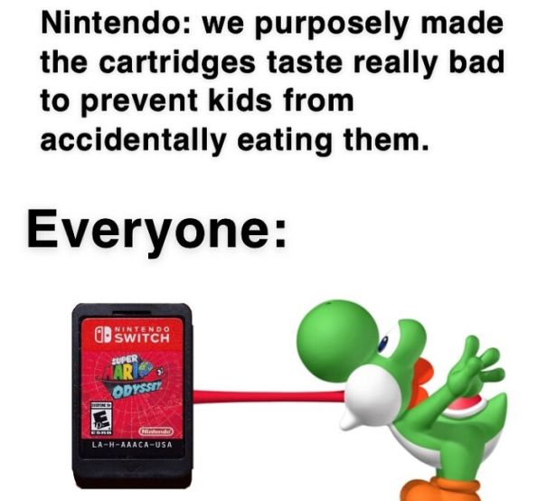 communication - Nintendo we purposely made the cartridges taste really bad to prevent kids from accidentally eating them. Everyone Nintendo Switch Super Ar Odyssey LaHAaacaUsa