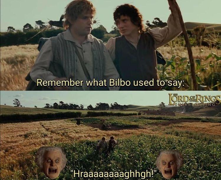 lotr memes - Remember what Bilbo used to say Jordarings Ushiretosting "Hraaaaaaaaghhgh!"
